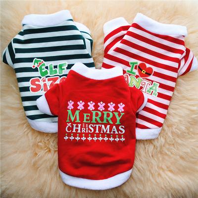 Christmas Dog Clothes New Year Christmas Striped Woolshirt