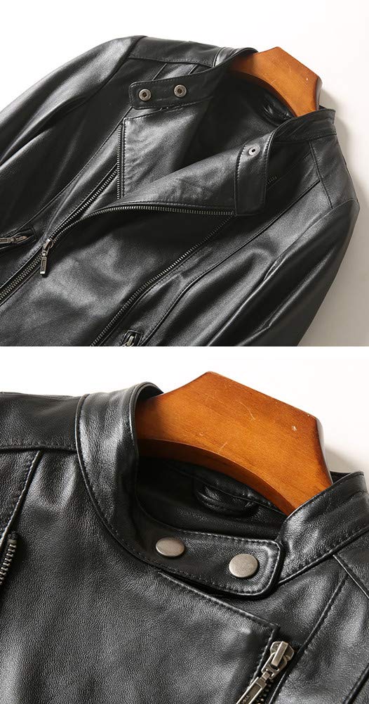 JINLUN Leather Rider Lambskin Genuine Leather Coat Women's Jacket, Leather,