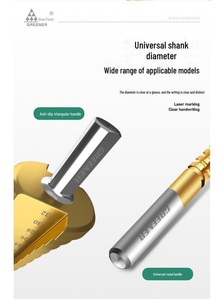 Green Forest Sawtooth Pagoda Drill Bit Set for Wood & Metal