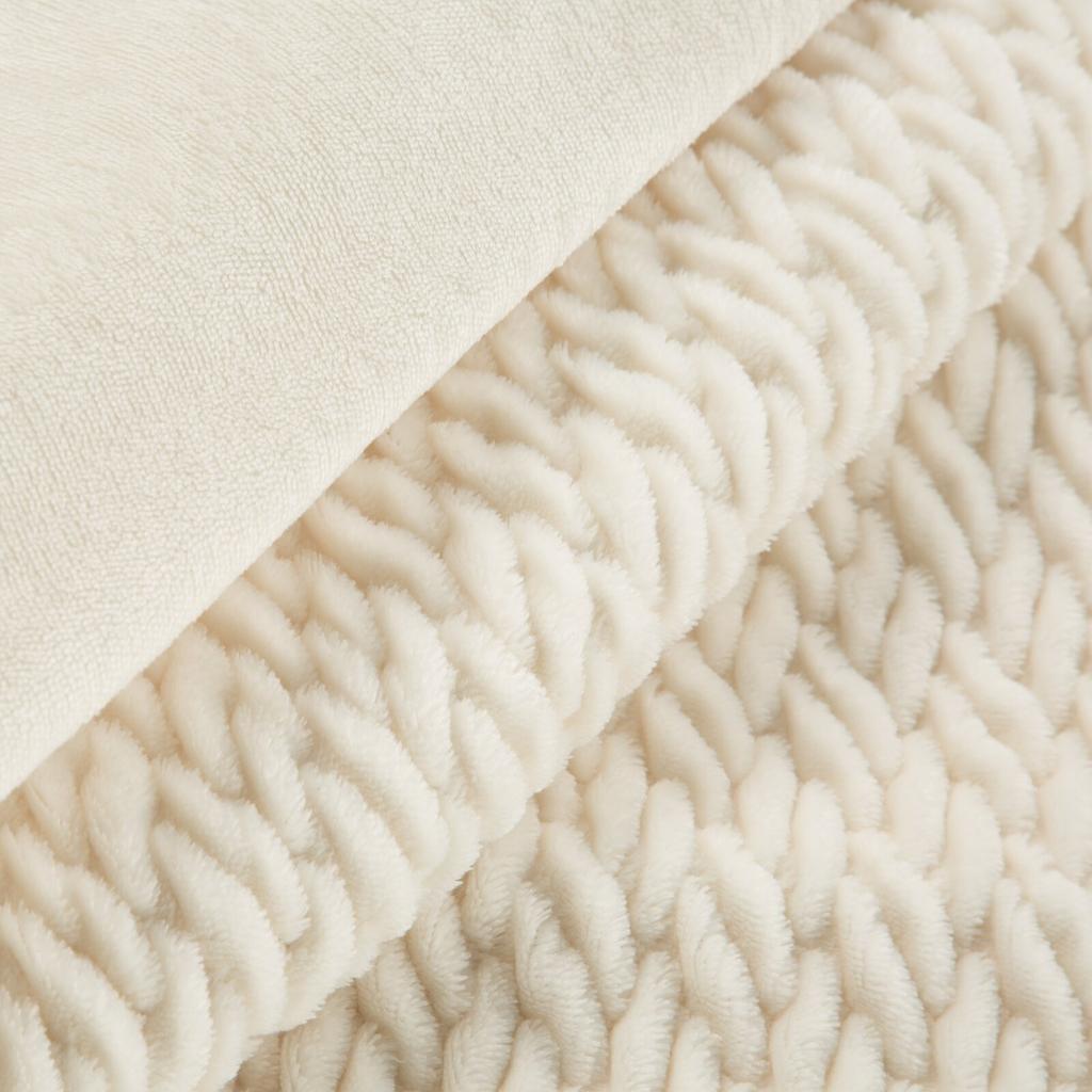Eurofirany Ciepły Gruby Splot Koc Kapa Narzuta Kayla 130X160Cm Kremowy