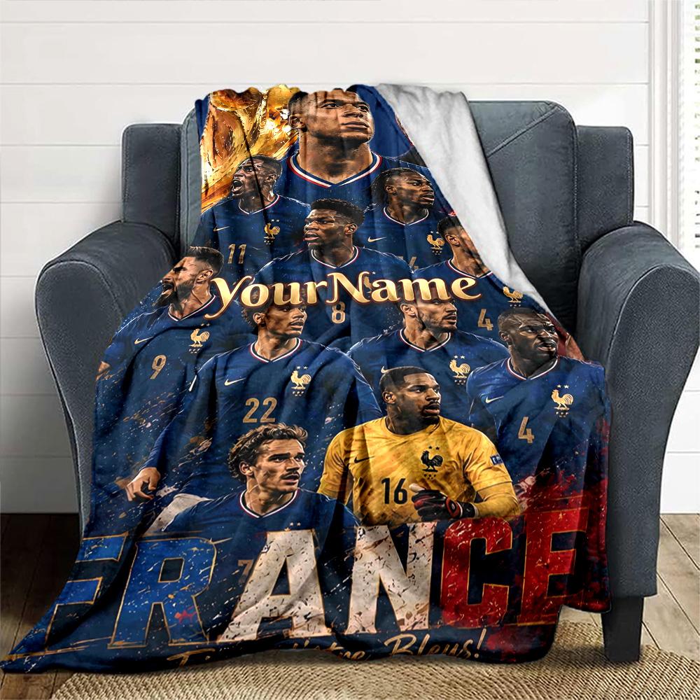 Mbappe Personalisierte Namensdecke Überwurf Personalisierte Decke Ultra-Weich Perfekt für Strandkorb Picknicks Nickerchen Ideal für Alle Jahreszeiten