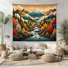 Japanese Autumn Landscape Tapestry Mount Fuji Wall Hanging Colorful Forest River Decor Zen Nature Wall Art