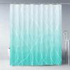 Modern Teal Gradient Wavy Line Art Waterproof Shower Curtain