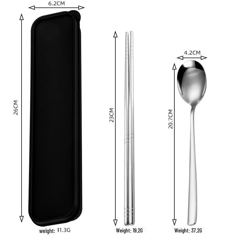 

Набор из корейской ложки и вилки из нержавеющей стали 304 с палочками для еды - пищевая посуда для взрослых