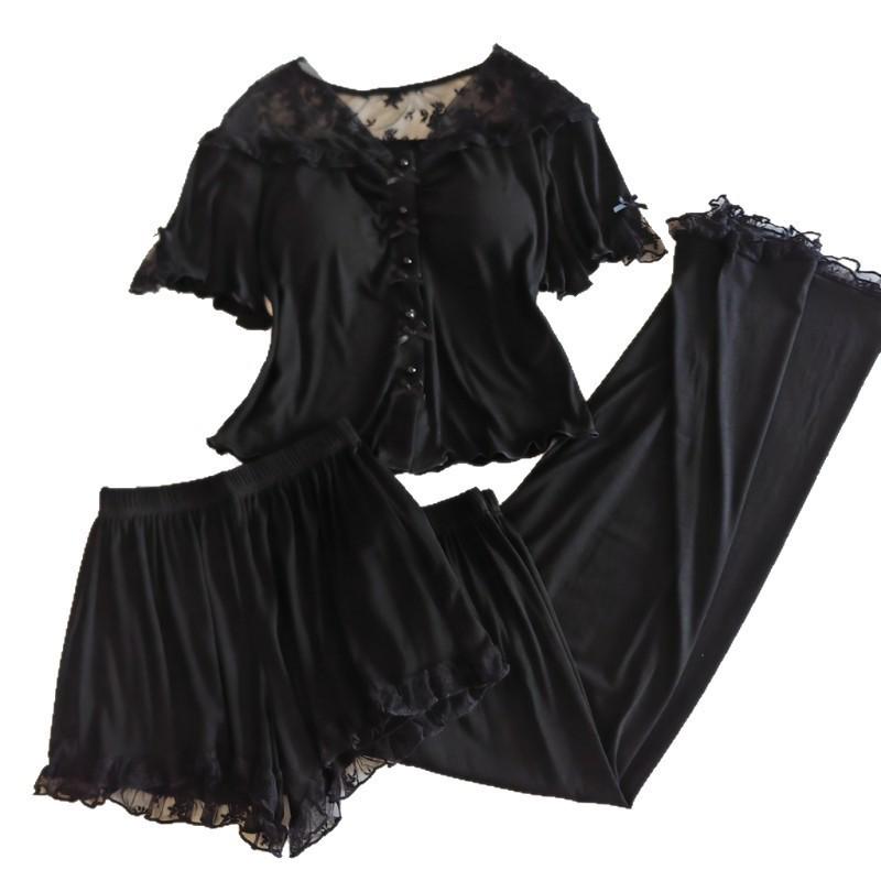 Women's Summer Modal Pajama Set with Chest Pad - Short Sleeve, Lightweight, for Spring and Autumn