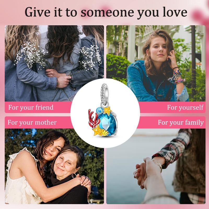 Copper Marine Life Charms Ocean Series Pendant Jewelry Fit Original Bracelet Necklace For Women Diy Gift Party
