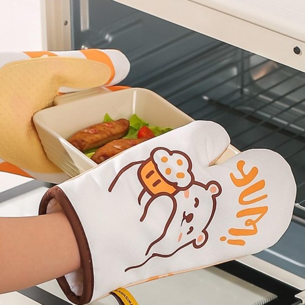 Verdickte, hitzebeständige Baumwollhandschuhe, Küchenofenhandschuhe, strapazierfähige Backhandschuhe