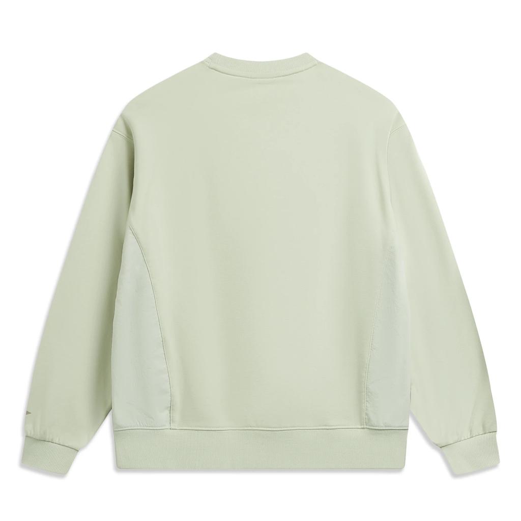 Li Ning Outdoor CF Soft Skin-Friendly Water-Resistant Loose Round Neck Sweatshirt Women sweatshirt White Green AWDW172-5