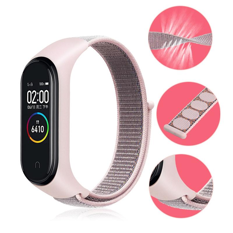 For Xiaomi Mi Band 3/4/5/6/7 Nylon Watch Band Adjustable Sport Loop Strap Wristband Replacement