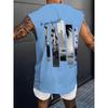 Summer Men's Sleeveless Vest, with Printed Design, Lightweight and Breathable, Suitable for Beach Leisure and Vacation, Machine Washable