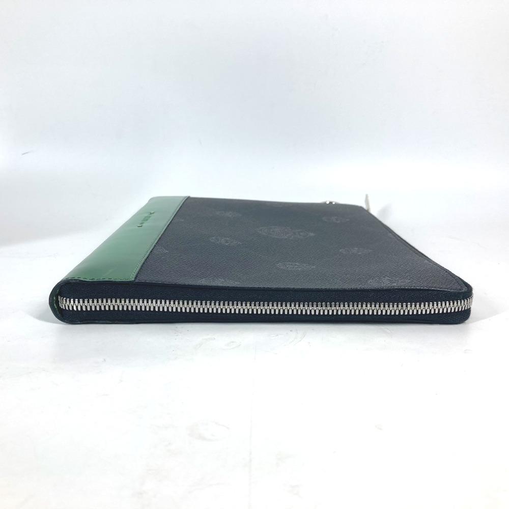 Berluti L-shaped fastener Nino Logo pouch bag Clutch bag PVC/Leather gray/Green