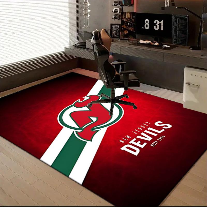 New Devils Logo Floor Mat for Living Room, Game Rooms, Office, Bedroom, Office Floor Mat Playful Design, Christmas Fan Gifts