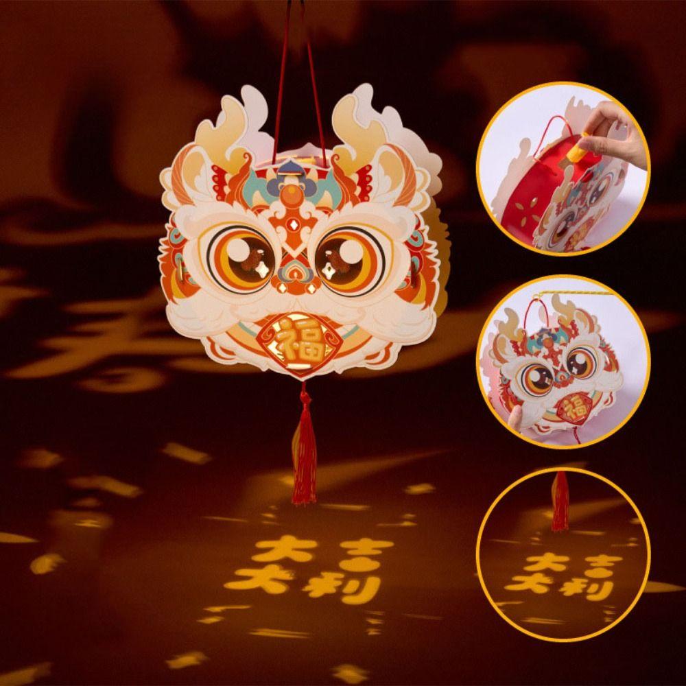 Projectable Projection Lantern Handheld Dragons Head Lanterns  Mid-Autumn Festival
