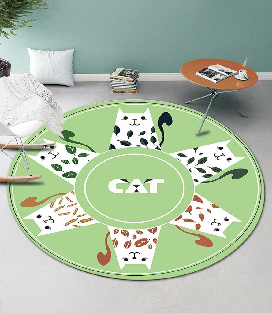 Decorative Carpet Cartoon Printed Area Rugs Round Carpet for Living Room Floor Mat Anti-Slip Mat
