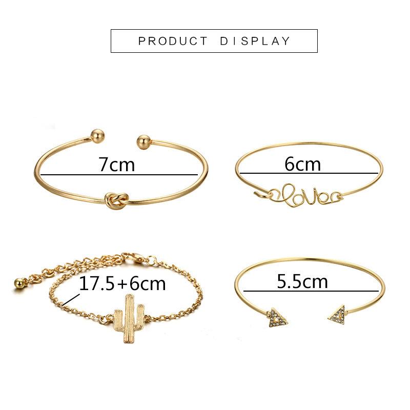 Europe and The United States Cactus Bracelet Triangle Opening Bracelet Love Diamond Knotted Bracelet Four-piece Suit.