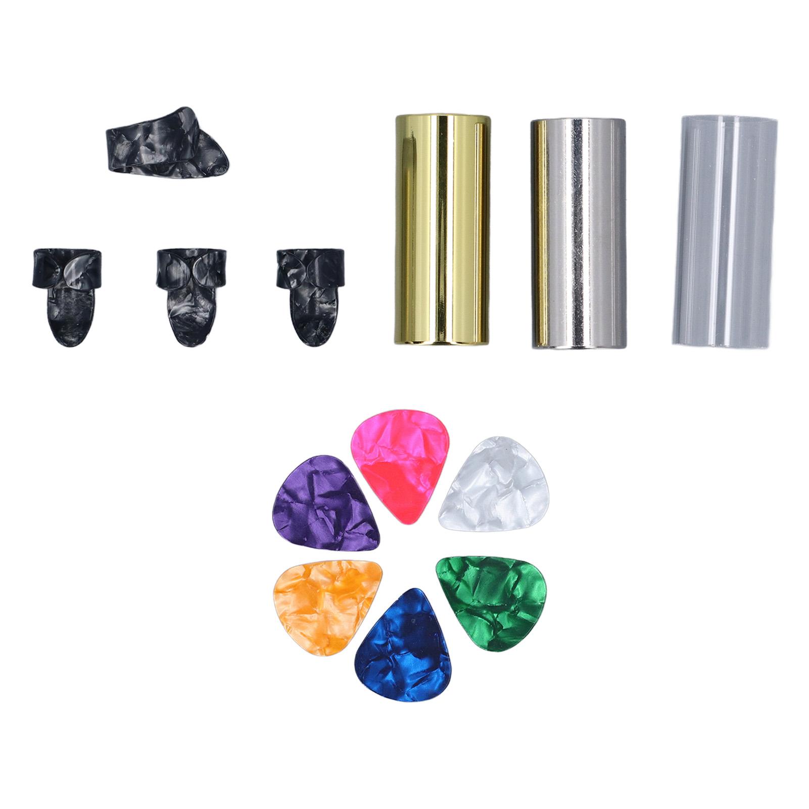 

Набор гитарных слайдов из нержавеющей стали, акрила и латуни с напальчниками для большого и указательного пальцев, замена для акустической гитары