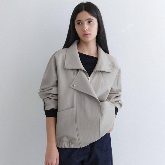 High Neck Leather Jacket NEL6SM206_91