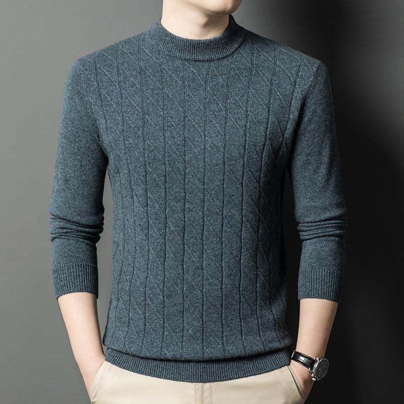

Men s High-End Wool Winter Pullover: Thick Knit Base Layer with Half-High Collar - Stylish for All Ages 3XL