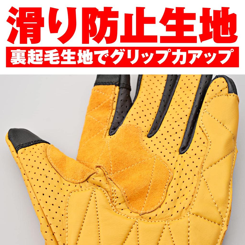 Daytona Motorcycle Leather Smartphone Cowhide Standard Size 18909 Gloves, Summer, Mesh, (Cowhide), Compatible, Leather, Perforated, Gloves, HBG-129,