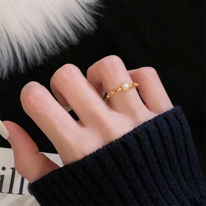 Gold Liebe Retro Offener Ring Französischer Mittelalterstil Eleganter Mode-Tropfen-Glasur Premium-Ring Zeigefingerring