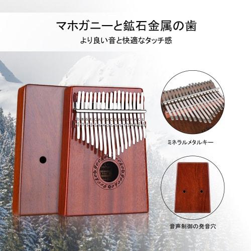 GECKO Kalimba 17-key thumb piano with EVA protective case, hammer, and study guide.