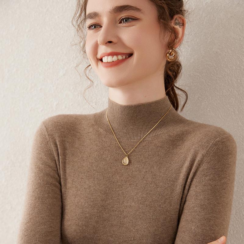 Autumn/Winter 2024 Women's Slim Fit Half-High Neck Cashmere Sweater