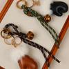 1Pcs Simple Birthday Christmas Pendant Cute Versatile Leather Glove Keychain Creative Metal Bell Braided Rope Bag Charm Decor