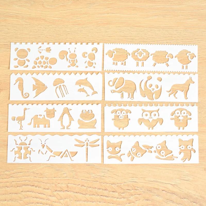 Fromthenon 8-teiliges Set Zahlen Buchstaben Pflanzen Malvorlage Prägung Do-It-Yourself Journal Vorlage Schablonen Für Scrapbooking Planer