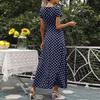 Women's Dresses Casual Elegant Waisted Polka Dot Split V-Neck Short Sleeve Dresses
