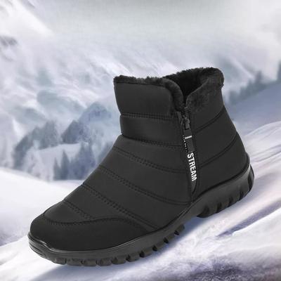Men's Winter Cotton Shoes Thickened for Warmth Double - Zipper High - Top Snow Boots for Middle - Aged and Elderly