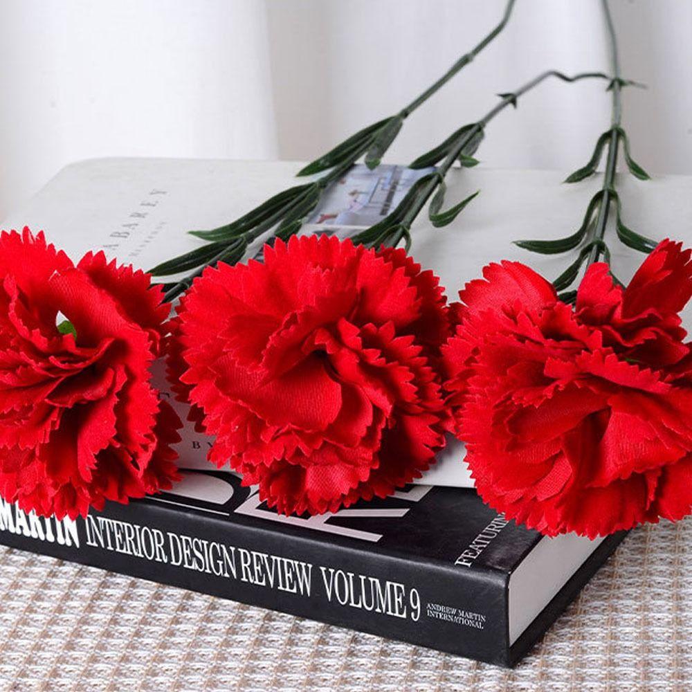 54cm Artificial Red Carnations Real Touch Fake Plants Simulation Carnation Flower  Wedding