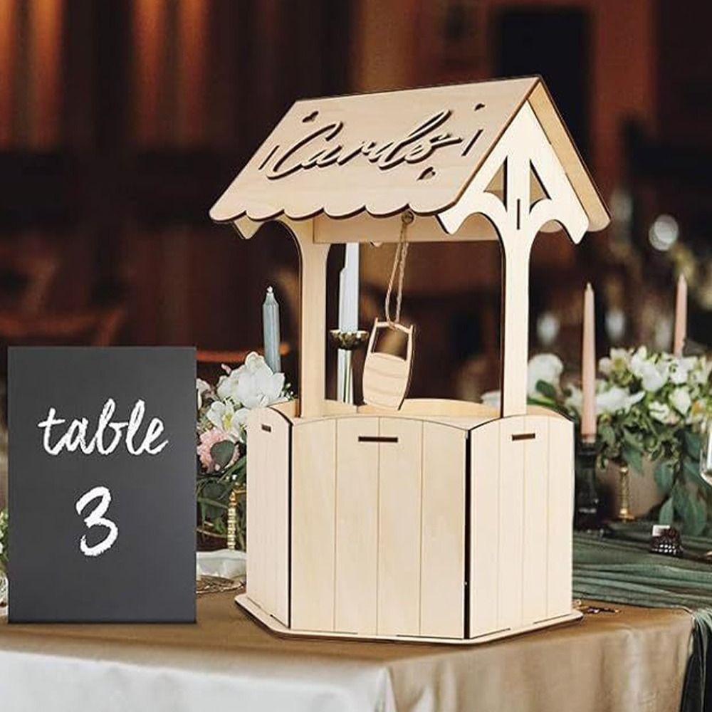 Rustic Wooden Gift Card Box Natural Receiving Box Wishes Wedding Card Box  Birthday Baby Shower