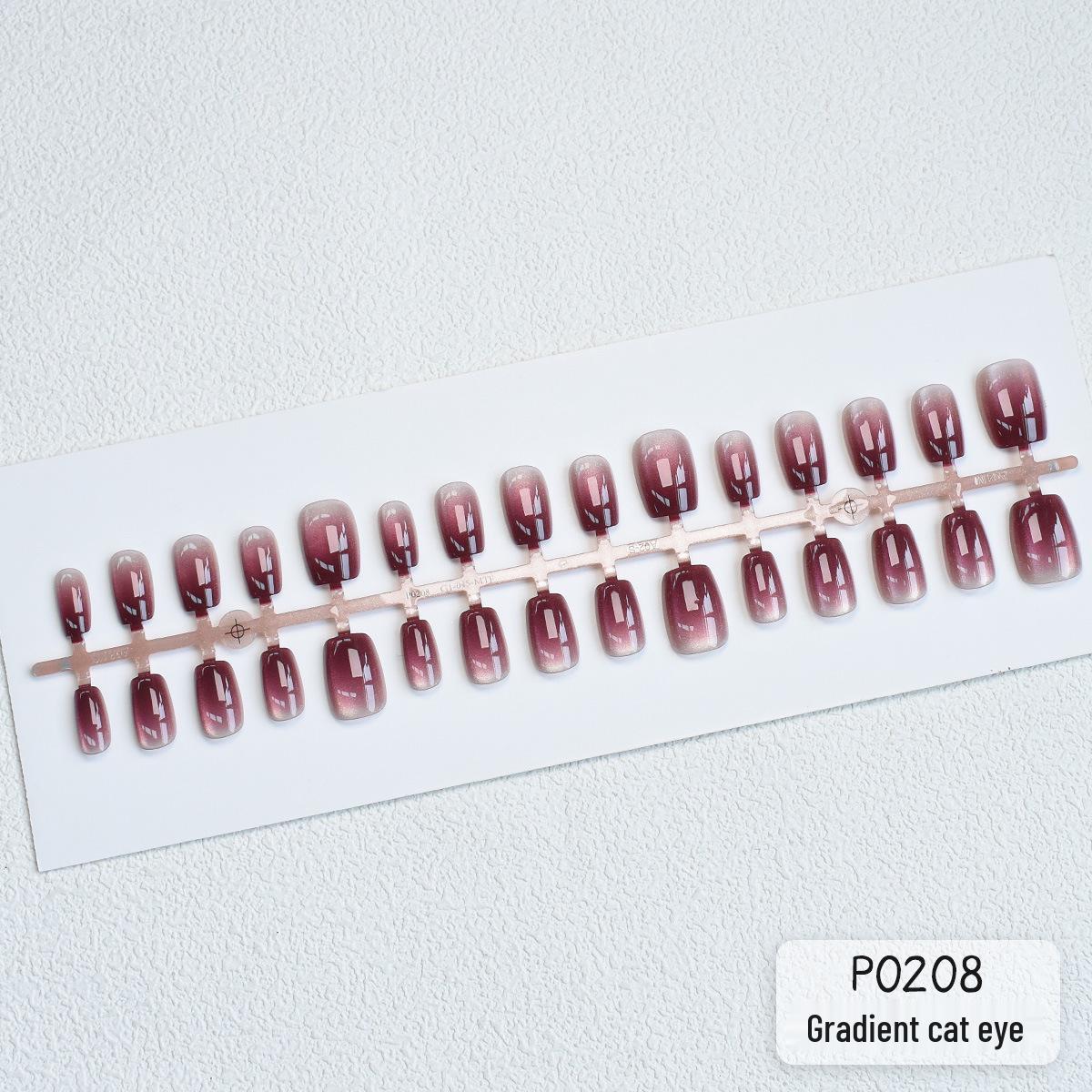 

P207-212 Plum Jam Gradient Press-On Nails: 30-Piece Dark Color Handmade Nail Art Set