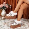 Fashion Fashion Cross Strap Decoration Short Plush Snow Boots Women 2025 Winter Faux Fur Round Toe Botas Soft Thick Bottom Boots