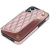 For iPhone 15 Case with Wrist Strap Card Slots Rhombus Leather+TPU Phone Cover
