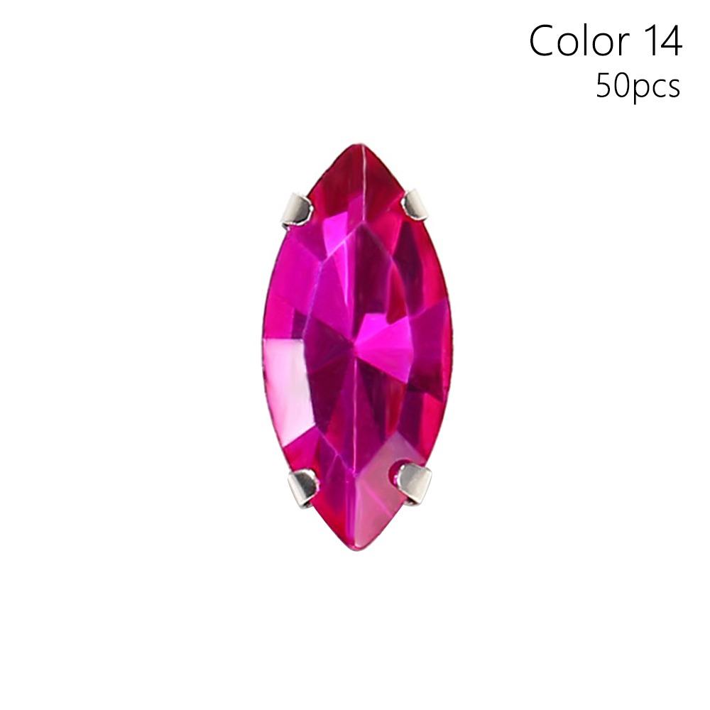 50Pcs/Pack Sew On Glass Crystal Stones With Silver Claw Diamond Beads Ornament  For Needlework