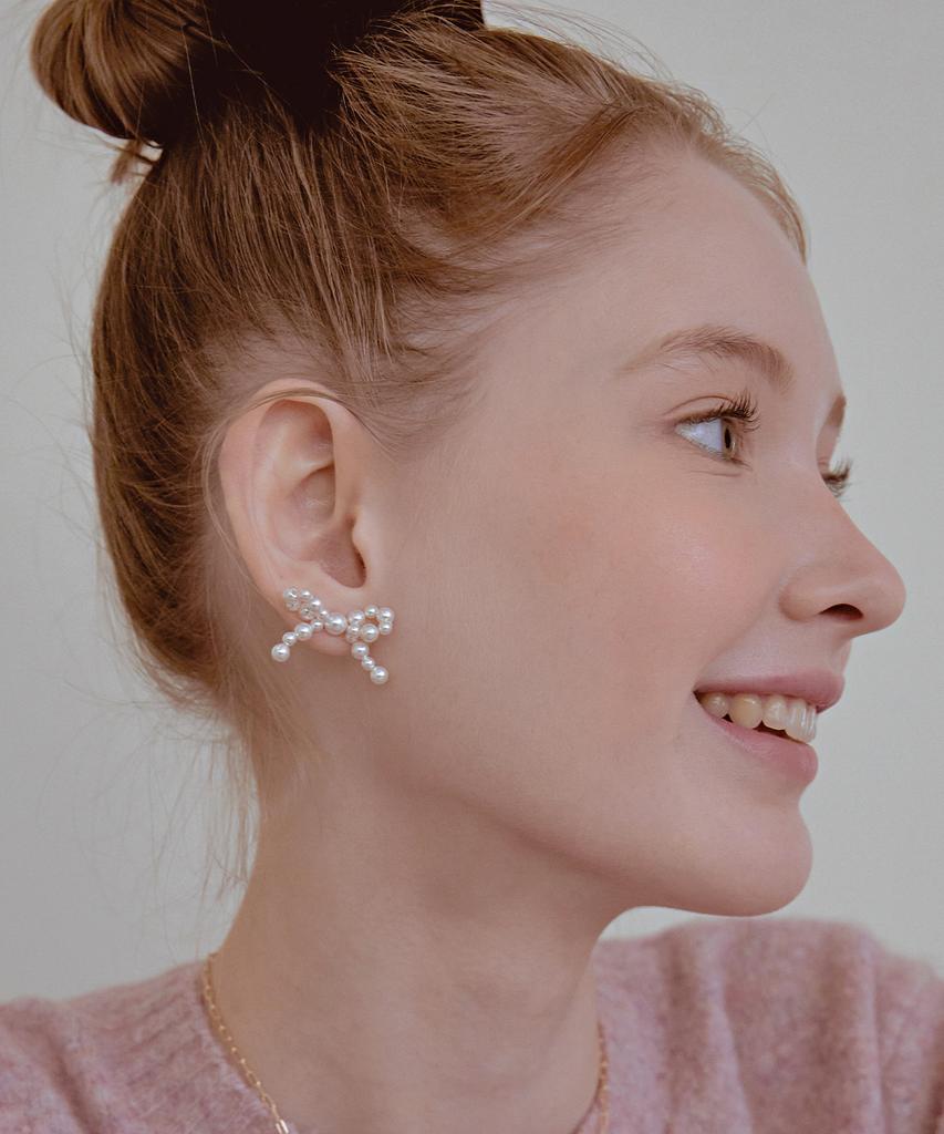 Tatiana (Silver925) Grace Pearl Ribbon Earring Ec1953