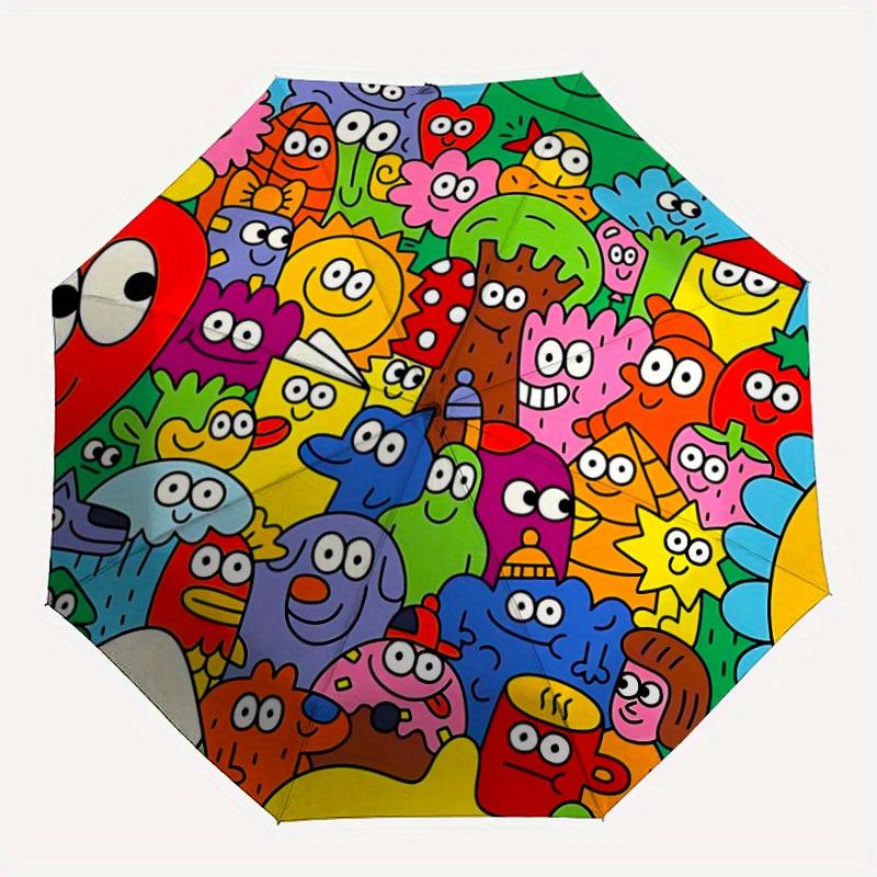

1pc Colorful Creatures Automatic Open/close Folding Umbrella, Compact Portable Travel Umbrella, Perfect Birthday/Christmas, Cute Umbrella, D