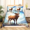 Deer Elk Duvet Cover King Queen Farm Deer Forest Comforter Cover Moose Wildlife Animal Bedding Set Camping Hunting Quilt Cover