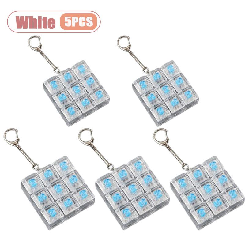 1-20Pcs Creative Transparent Stress Relief Mechanical Keyboard Tester Gift Led Fidget Keychain With 9 Buttons Keyring For Kids