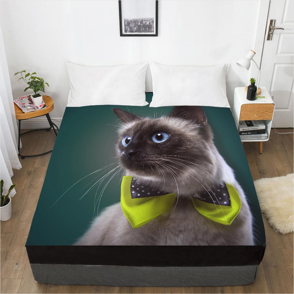 Home Textiles Dog Cat 3D Printing Pattern Bed Sheet Mattress Cover Elastic Band Bed Sheet Bedding