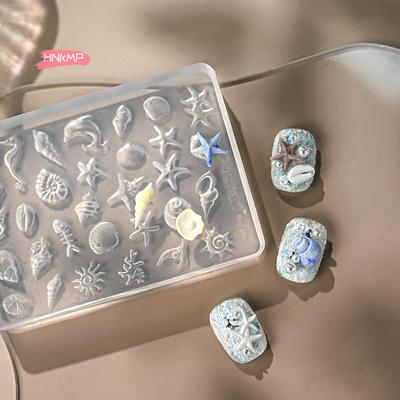 1Pc 3D Acrylic Nail Mold Sea Shell Starfish Goldfish Koi Fish Summer Jellyfish DIY Lace Bow Silicone Nail Art Mold