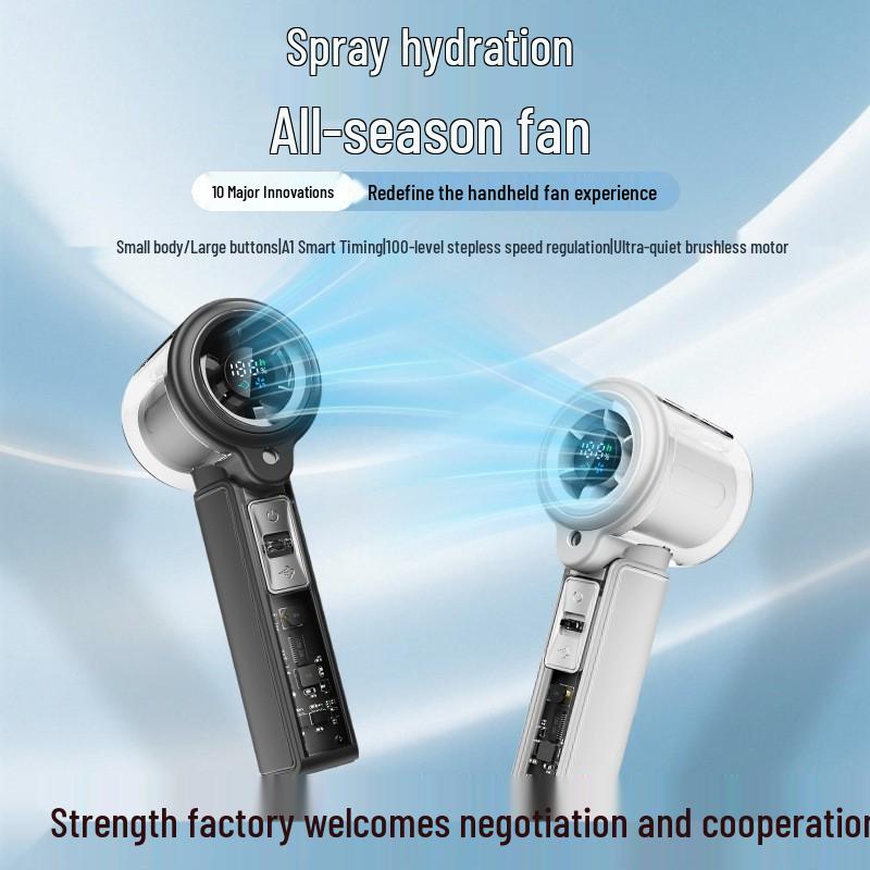 

2026 Turbo Spray Handheld USB Rechargeable Fan with Strong Wind Power for Desk Use 92*189*59mm