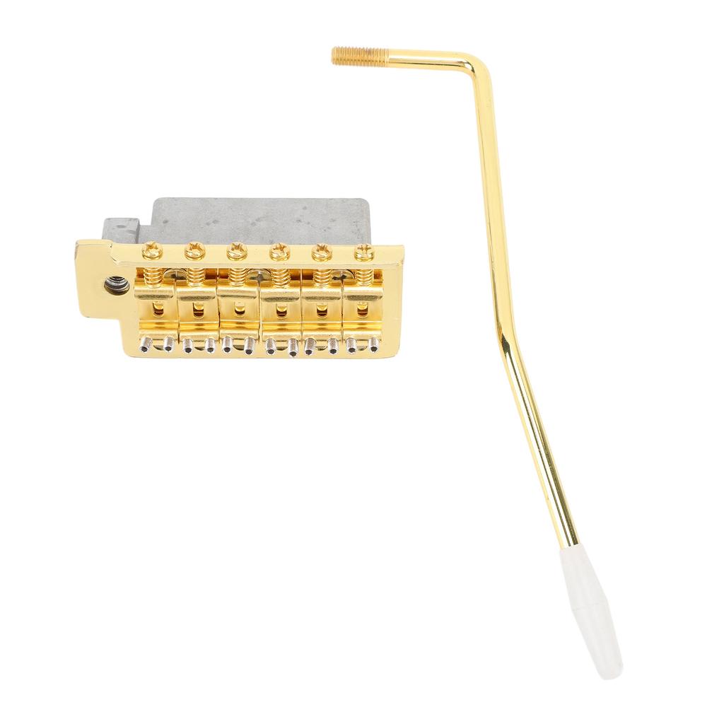 52.5mm Tremolo Bridge with Bar Zinc Alloy Vintage Electric Guitar Bridge Replacement for Fender Strat Style Guitars Gold