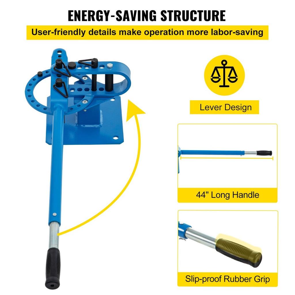 YP-9 Manual Bench Top Compact Bender Pipe Bending Machine 7 Dies 1-3inch Metal Fabrication Tube Rod Pipe Bender 44ft Mount Powdercoat Telescoping