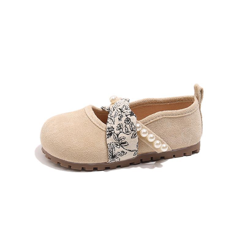 

Toddler Floral Print Pearl Strap Soft Sole Casual Vintage Mary Jane Shoes 21 легкие хаки