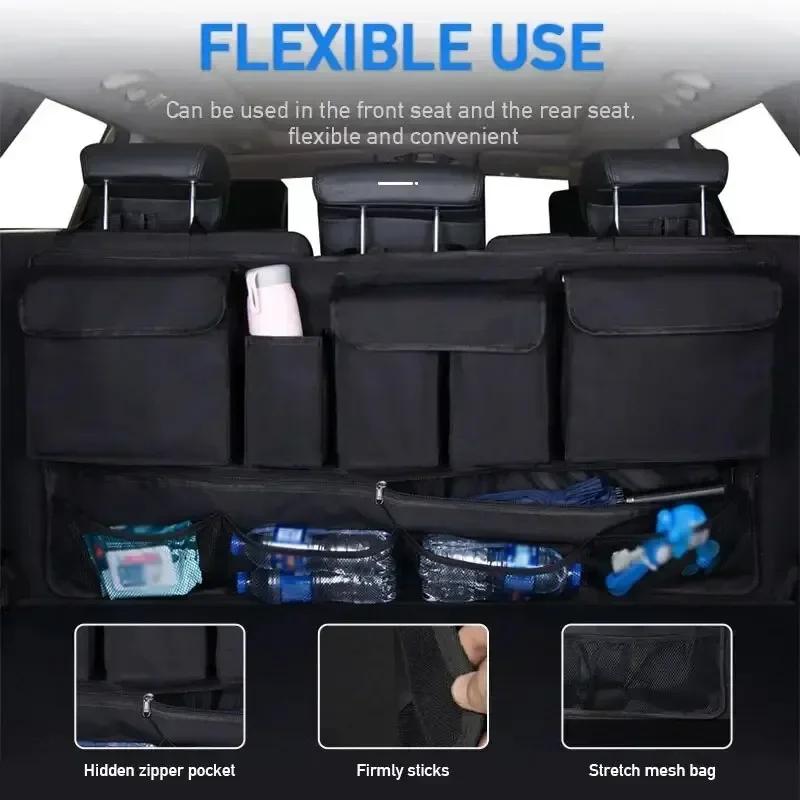 Multiple Pockets Car Trunk Storage Bag High Capacity Adjustable Backseat Hanging Organizer Space Saving Oxford Cloth