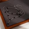 Elegant High-End Women's Retro Silver Fairy Jewelry Set: Black Knight Rose Earrings, Bracelet & Necklace