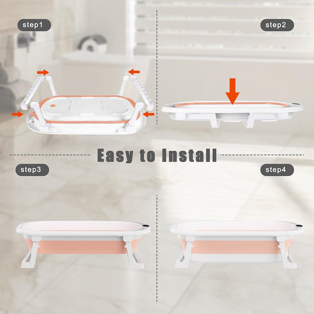 Foldable Children's Bathtub Multifunctional Children's Bathtub Portable Travel Children's Bathtub With Pad Anti-slip Pad