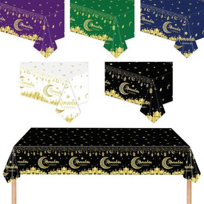 Ramazan Masa Örtüsü Ramazan Kareem Masa Örtüsü Plastik Dikdörtgen Eid Ay Yıldız Masa Örtüsü Masa Dekorasyonu